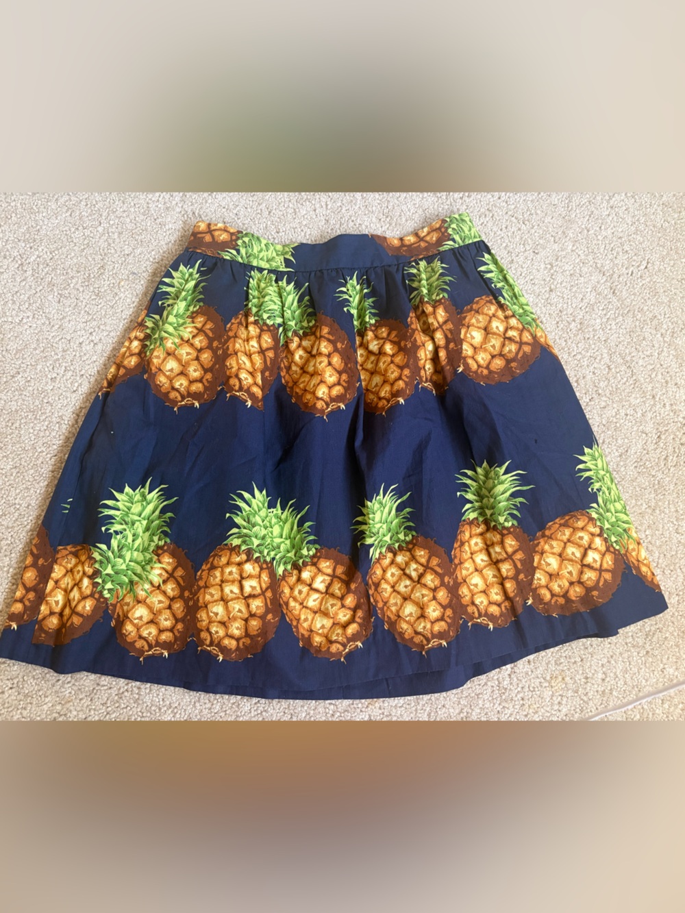 J. Crew Navy Skirt with Pineapple Print